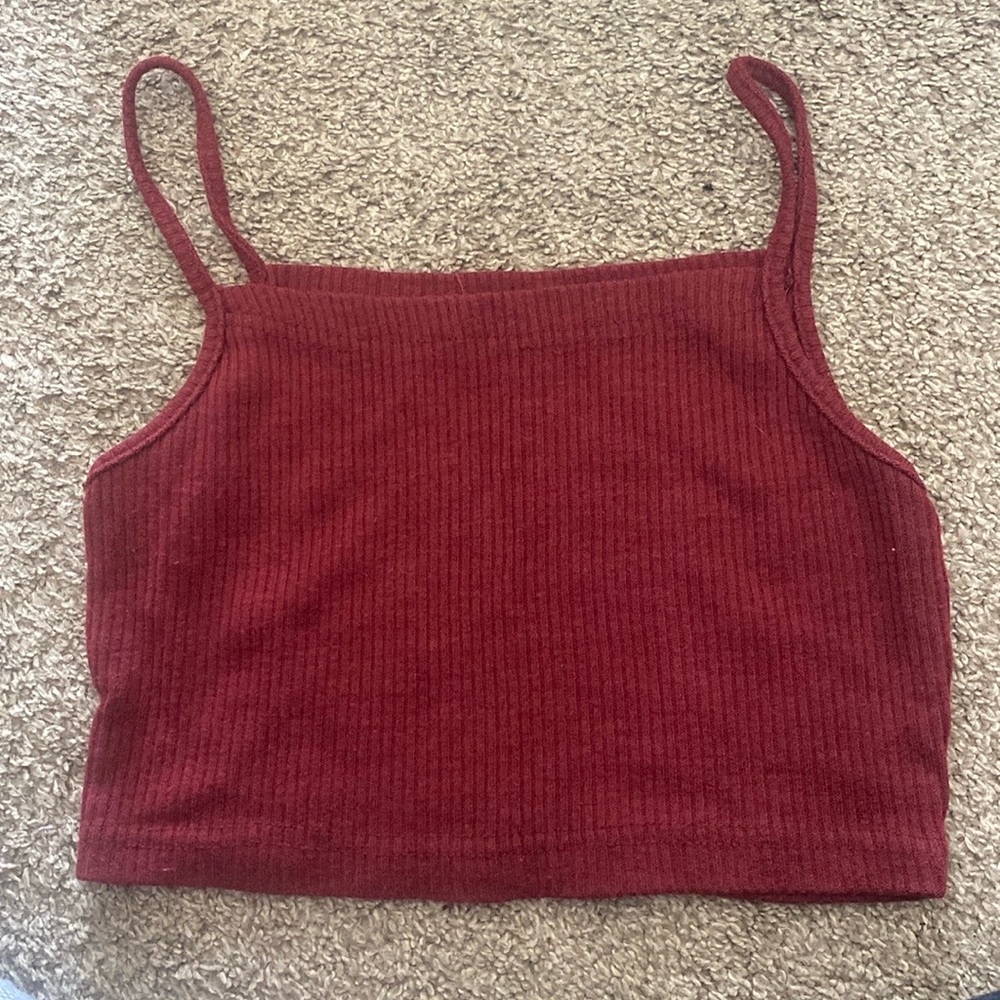 SHEIN red knit crop top
